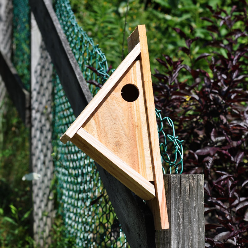 Handcrafted large wooden birdhouse made by 12-year-old Timmy